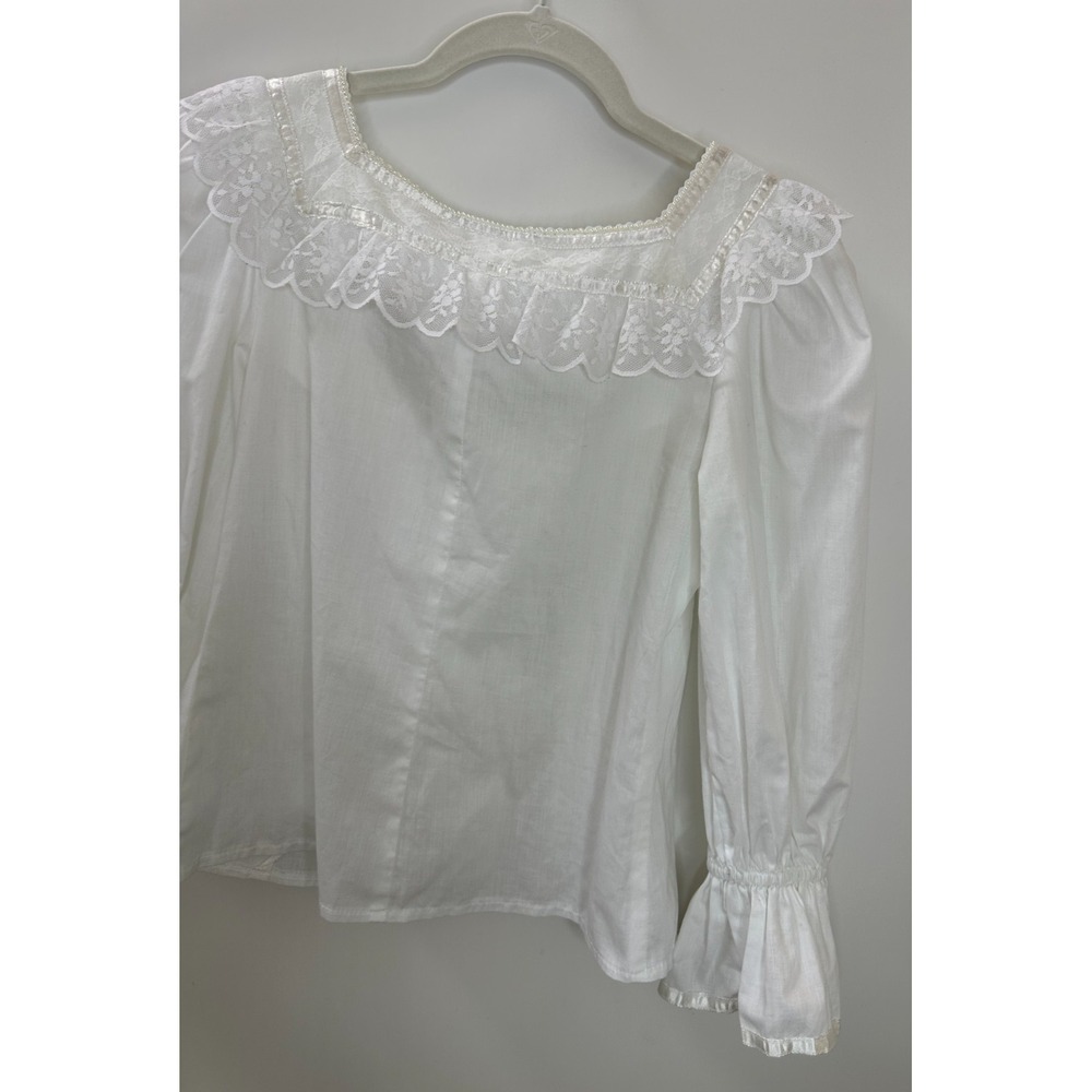 Gunne Sax Jessica McClintock Lace Victorian Blouse Pearl Button Size 9 Vtg 70s - Picture 12 of 14